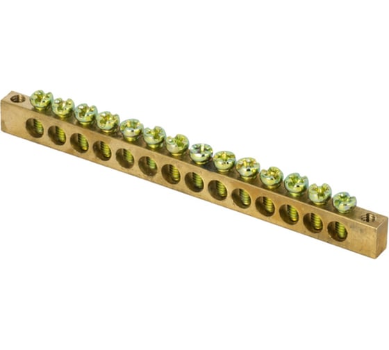 Изображение товара Шина EKF PEN, ноль-земля, 14 отверстий, латунь, крепеж по краям, PROxima sn0-63-14-k