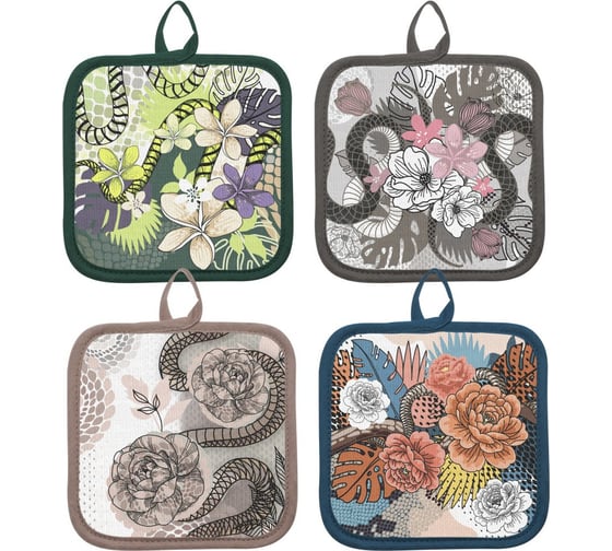 Изображение товара Прихватка МУЛЬТИДОМ "Тайны джунглей" 17x17, 4 дизайна HN88-496