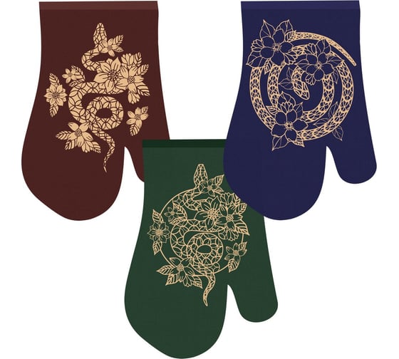 Изображение товара Прихватка-рукавица МУЛЬТИДОМ "Гарафена" 17x27, 3 цвета HN88-481