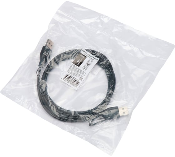 Изображение товара Кабель Cablexpert USB2.0 AM/AM, экран, 28/26AWG, медь, Pro, 1.8м, черный, пакет, CC-USB2-AMAM-1.8M