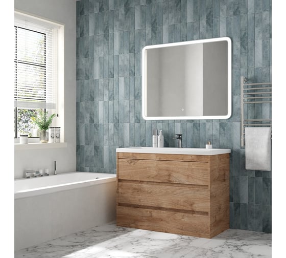 Изображение товара База под раковину напольная с тремя выкатными ящиками FAMILY-M Harbor Golden, 1000x480x845 мм FAMILY-M-1000-3C-PIA-HG