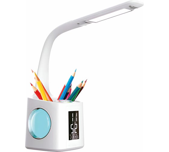 Изображение товара Настольная лампа светильник ночник DASWERK с органайзером и дисплеем "8 в 1", LED 10Вт, , 238324