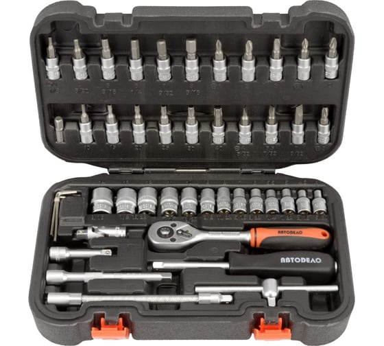 Изображение товара Набор торцевых головок АвтоDело 1/4" DR 46 предметов 39946 13702
