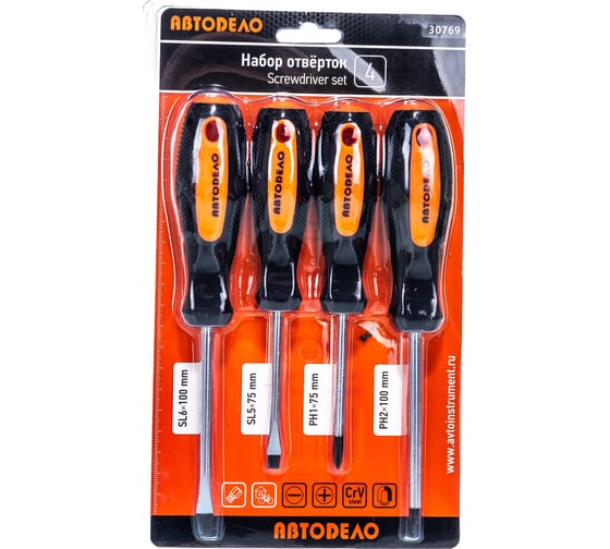 Изображение товара Набор отверток АвтоDело 4 предмета блистер 30769 12624