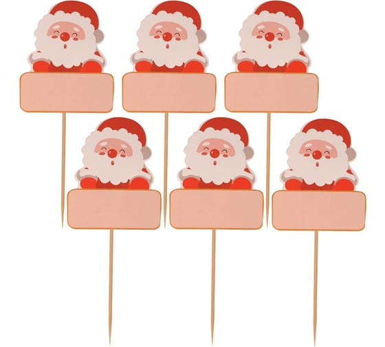 Изображение товара Шпажки для канапе МУЛЬТИДОМ "Дед Мороз" набор 6 шт., длина 15 см VL2-281