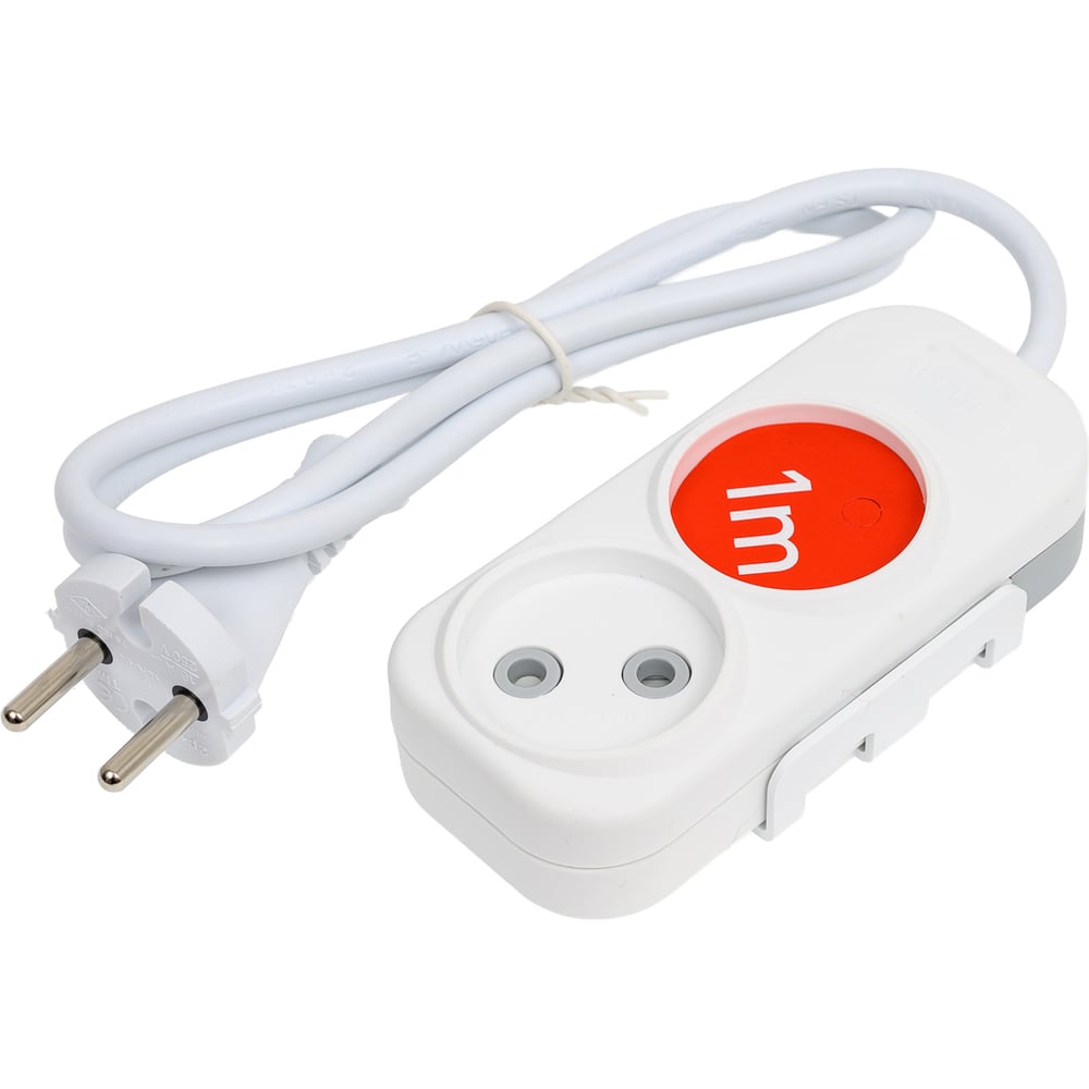 Изображение товара Удлинитель ELBI Myra 2вх с защитными шторками 1м белый 2 розетки