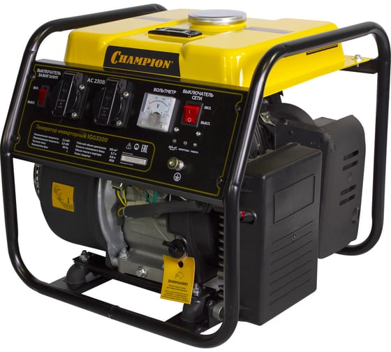 Изображение товара Генератор Champion 3,2/3,5кВт, 7лс, 5,7л, 26кг IGG3200