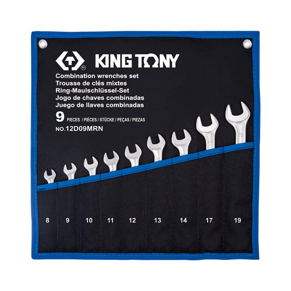Изображение товара Набор комбинированных ключей KING TONY 8-19 мм 9 предметов в чехле из теторона