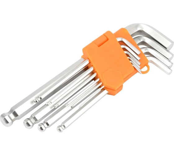 Изображение товара Набор Г-образных шестигранных ключей АвтоDело 10 предметов 1/16-1/2 CR-V удлинённые с шаром 39152 13806