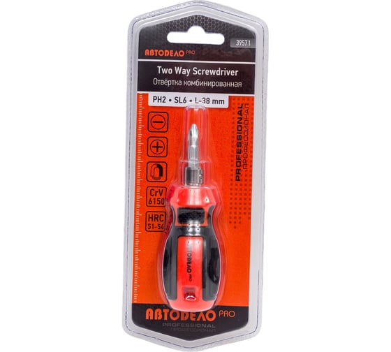 Изображение товара Комбинированная отвертка АвтоDело PH2-SL6 L=38mm PRO 39571 16090