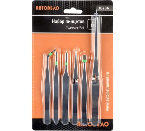 Изображение товара Набор пинцетов АвтоDело 6 предметов 30736 12957