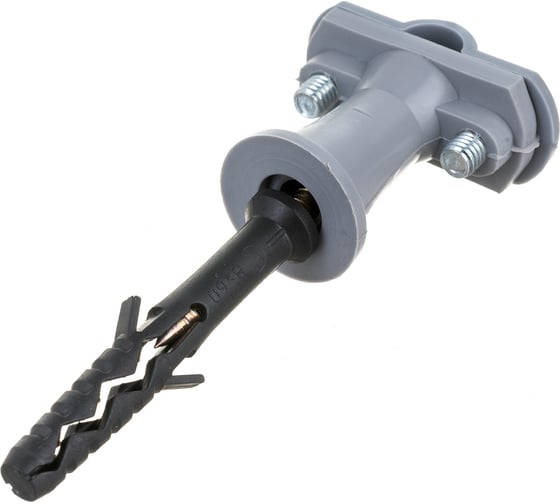 Изображение товара Держатель круглого проводника EZETEK 6-10мм серый, высота 38мм, пластик с дюбелем 40мм 70638