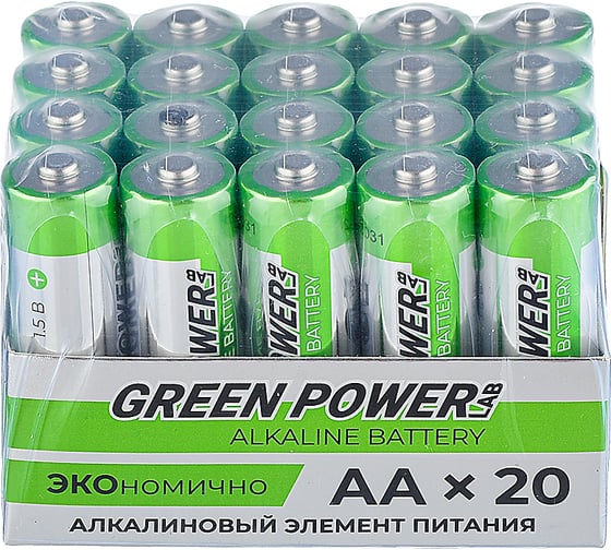 Изображение товара Батарейка Powerlab GREEN LR6 AA BOX20 Alkaline 1.5V 00-00028751