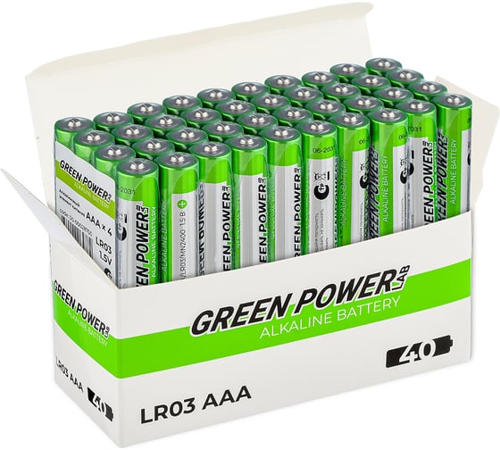 Изображение товара Батарейка Powerlab GREEN LR03 AAA BOX40 Alkaline 1.5V 00-00028750