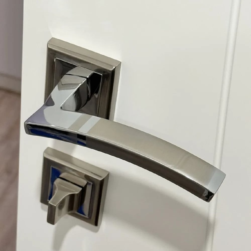 Изображение товара Дверная ручка RUCETTI RAP 13-S SN/CP, цвет-бел. никель/хром 9010410