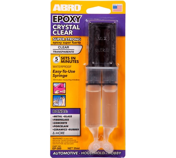 Изображение товара Эпоксидный клей в шприце ABRO прозрачный, 25 мл EP-300