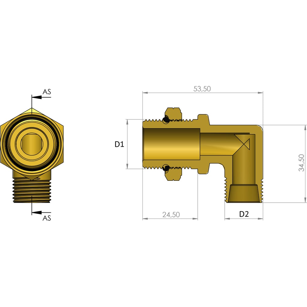 Изображение товара Адаптер угловой под конус Г-образный M16x1.5/M18x1.5 ORPASAN ORP 4618