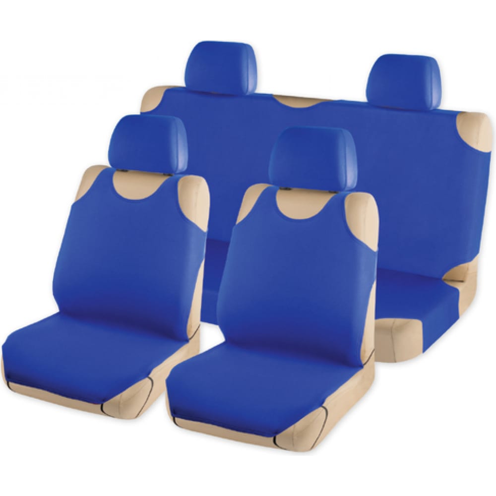 фото Комплект чехлов-маек на сиденья с подголовниками arnezi однотонный темно-синий 6пр 00-01035853