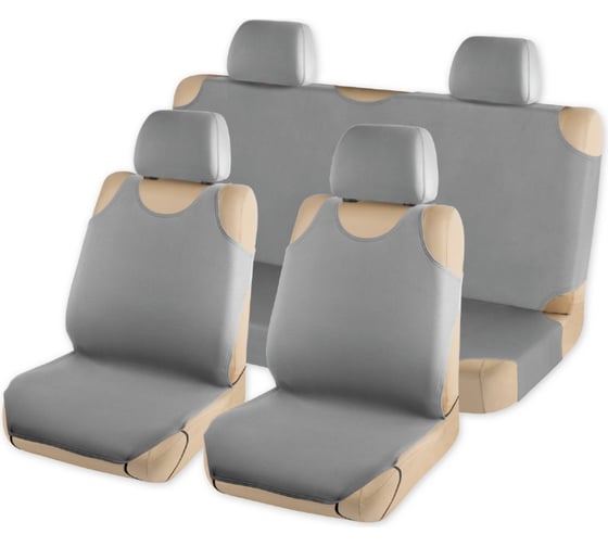 Изображение товара Комплект чехлов-маек на сиденья с подголовниками ARNEZI однотонный темно-серый 6пр 00-01035852
