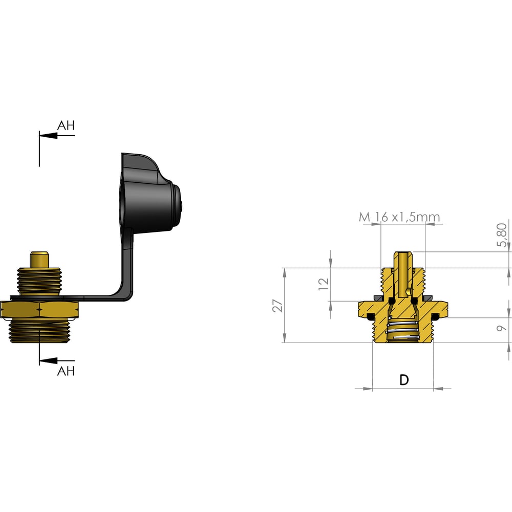 Изображение товара Клапан контрольного вывода M22x1.5 ORPASAN ORP 4022 для систем