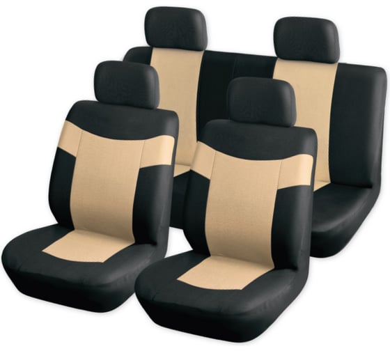 Изображение товара Комплект чехлов-рубашек на сиденья с подголовниками ARNEZI черный с бежевым 8пр 00-01035830