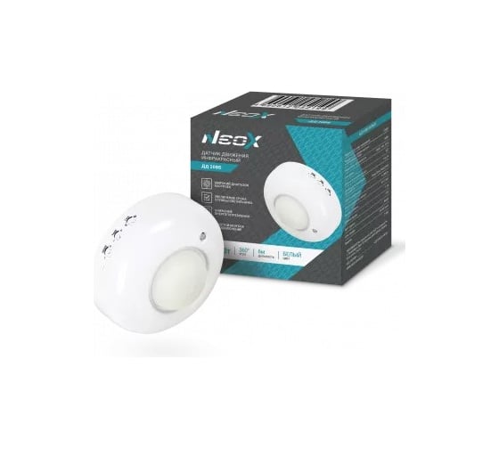 Изображение товара Датчик движения инфракрасный Neox ДД 20BБ 1200Вт 360 гр. 6м IP33 белый 4690612052199