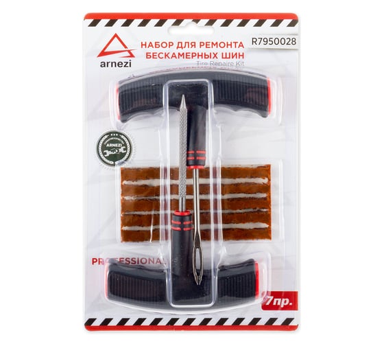 Изображение товара Профессиональный набор для ремонта бескамерных шин ARNEZI 7пр. 00-01126267