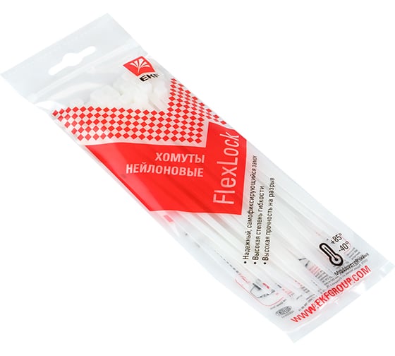 Изображение товара Стандартный хомут EKF FlexLock PROxima P6.6, 3.6x150 100 шт. plc-fl-ctsw-3.6x150