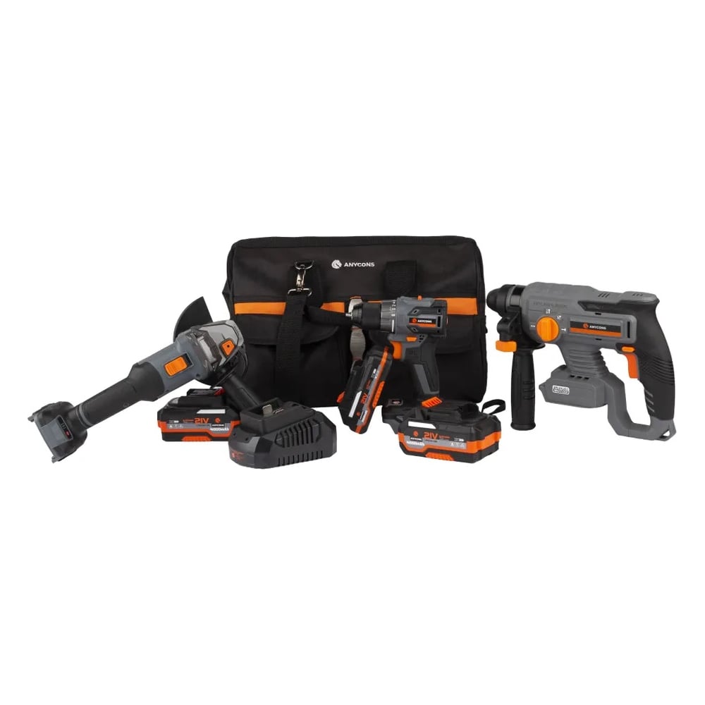 Изображение товара Набор из трех инструментов Anycons AC-ST301 шуруповерт, УШМ, перфоратор 5223166