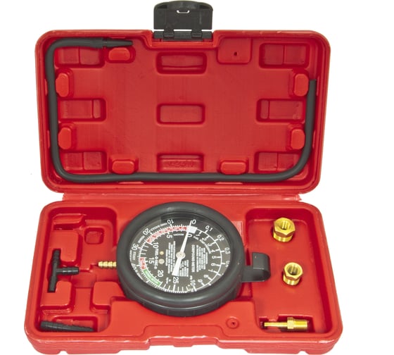 Изображение товара Тестер давления топлива и вакуума в наборе с резьбовыми адаптерами 9 пр., в кейсе Эврика ER-86307 805955