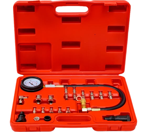 Изображение товара Тестер компрессии дизельного двигателя в наборе с резьбовыми адап. 19 пр, в кейсе Эврика ER-86314 805918