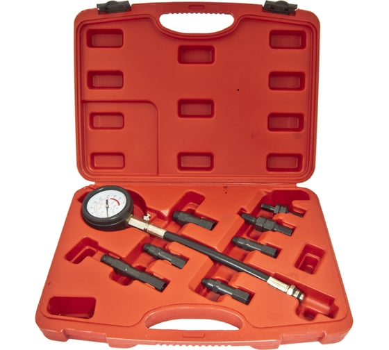 Изображение товара Тестер компрессии для бензиновых двигателей 8 пр. в кейсе Эврика ER-86313 805916