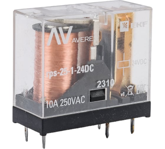 Изображение товара Промежуточное реле EKF slim, 25/1, 10A, 24В, DC, AVERES rps-25-1-24DC