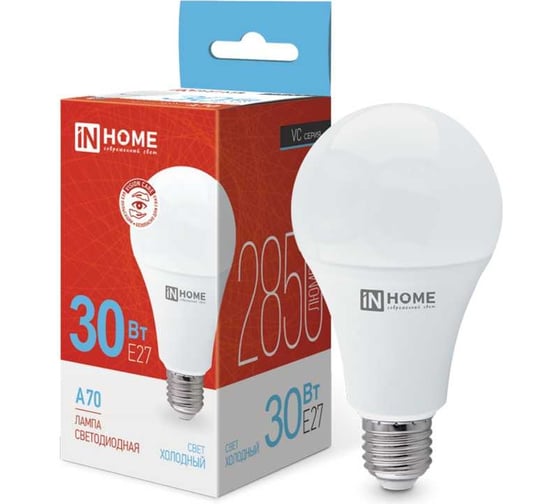 Изображение товара Светодиодная лампа IN HOME LED-A70-VC 30Вт 230В Е27 6500К 2850Лм 4690612024165