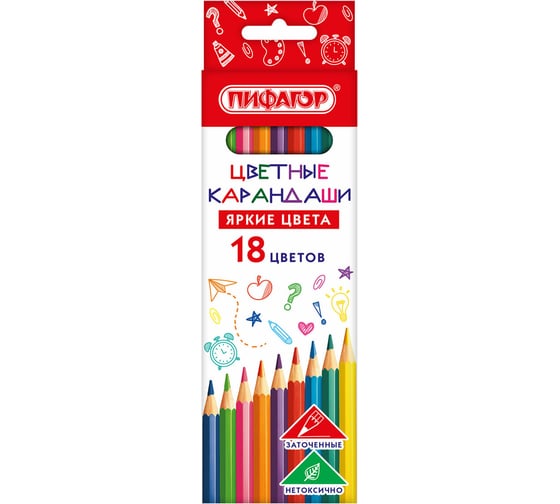 Изображение товара Карандаши цветные Пифагор ЭКО "КЛАССИК", 18 цветов, шестигранные 182049