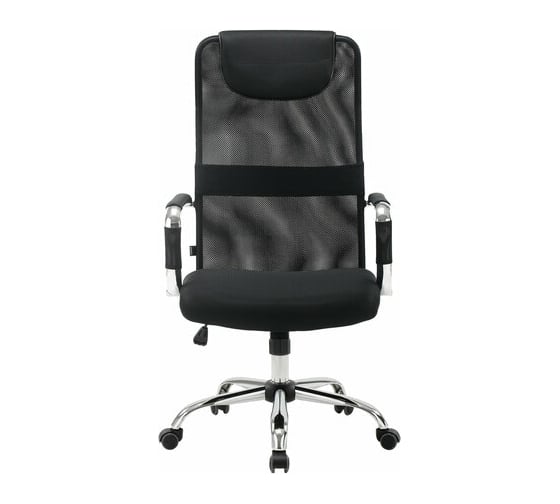 Изображение товара Кресло руководителя компьютерное рабочее офисное/для дома BRABIX Fit Ex-514, с подголовником, хром, черное 531949