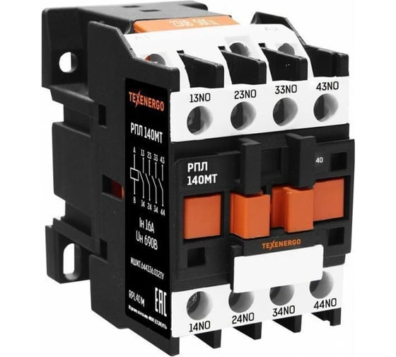 Изображение товара Промежуточное реле Texenergo РПЛ 140МТ 0*4Б 16А 230В 4HO+0НЗ RPL40M