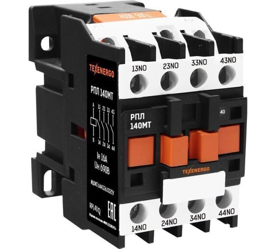 Изображение товара Промежуточное реле Texenergo РПЛ 140МТ 0*4Б 16А 400В 4HO+0НЗ RPL40Q