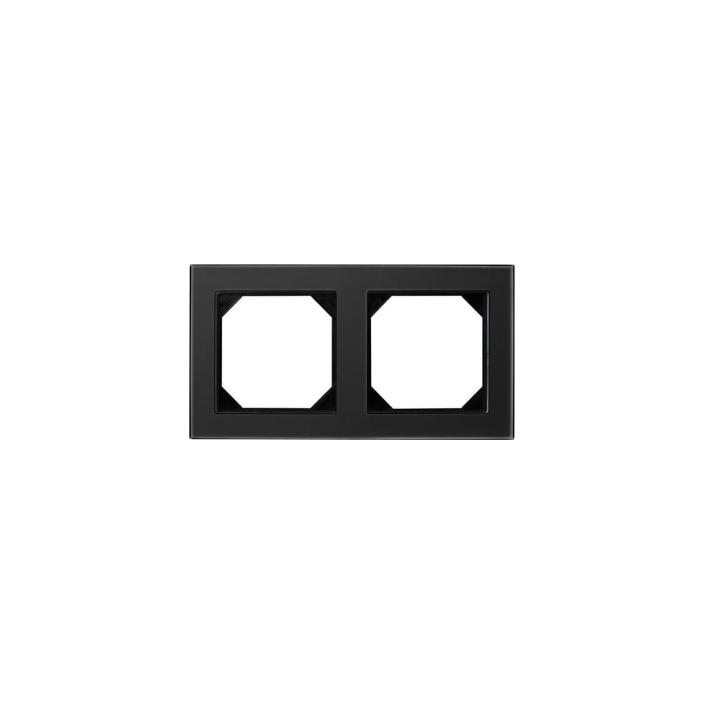 Двухпостовая рамка liregus эпсилон к14-245-02 e/bg черное стекло 28-237 - фото 1