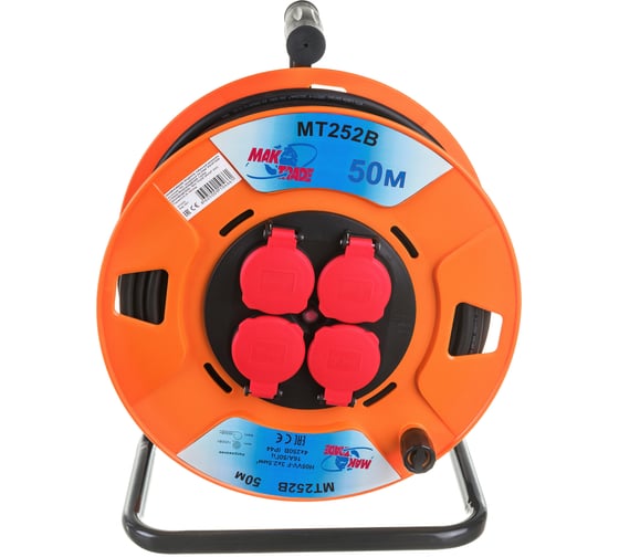 Изображение товара Кабельный однофазный удлинитель MTG на катушке ПВX, 4X220В MT252В H05VV-F 3x2,50мм2 50м 9957