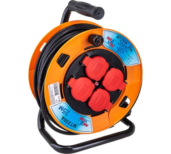 Изображение товара Кабельный однофазный удлинитель MTG на катушке ПВX, 4X220В MT250А H05VV-F 3x1,50мм2 25м 7333