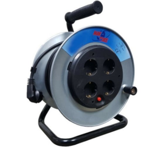 Изображение товара Однофазный удлинитель MTG на катушке металлический, 4X220В MT255А H05VV-F 3x1,50мм2 50м 7336