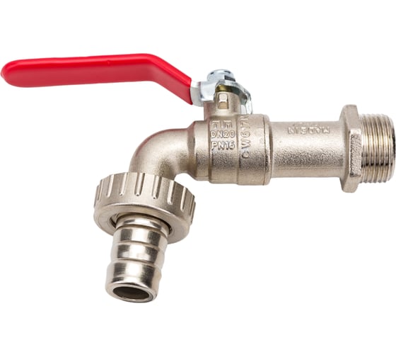 Изображение товара Шаровой кран Tiemme садовый, Н, 3/4, со штуцером, ручка 2500008