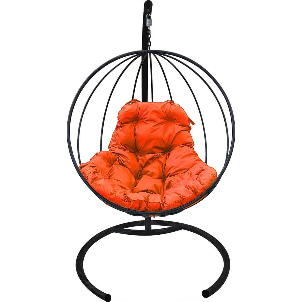 фото Подвесное кресло m-group круг без ротанга, черное, оранжевая подушка 7930095240919