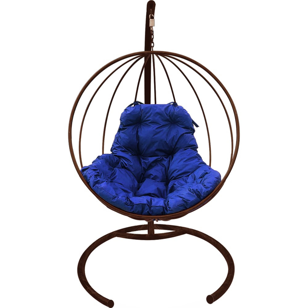 фото Подвесное кресло m-group круг без ротанга, коричневое, синяя подушка 7930095240858
