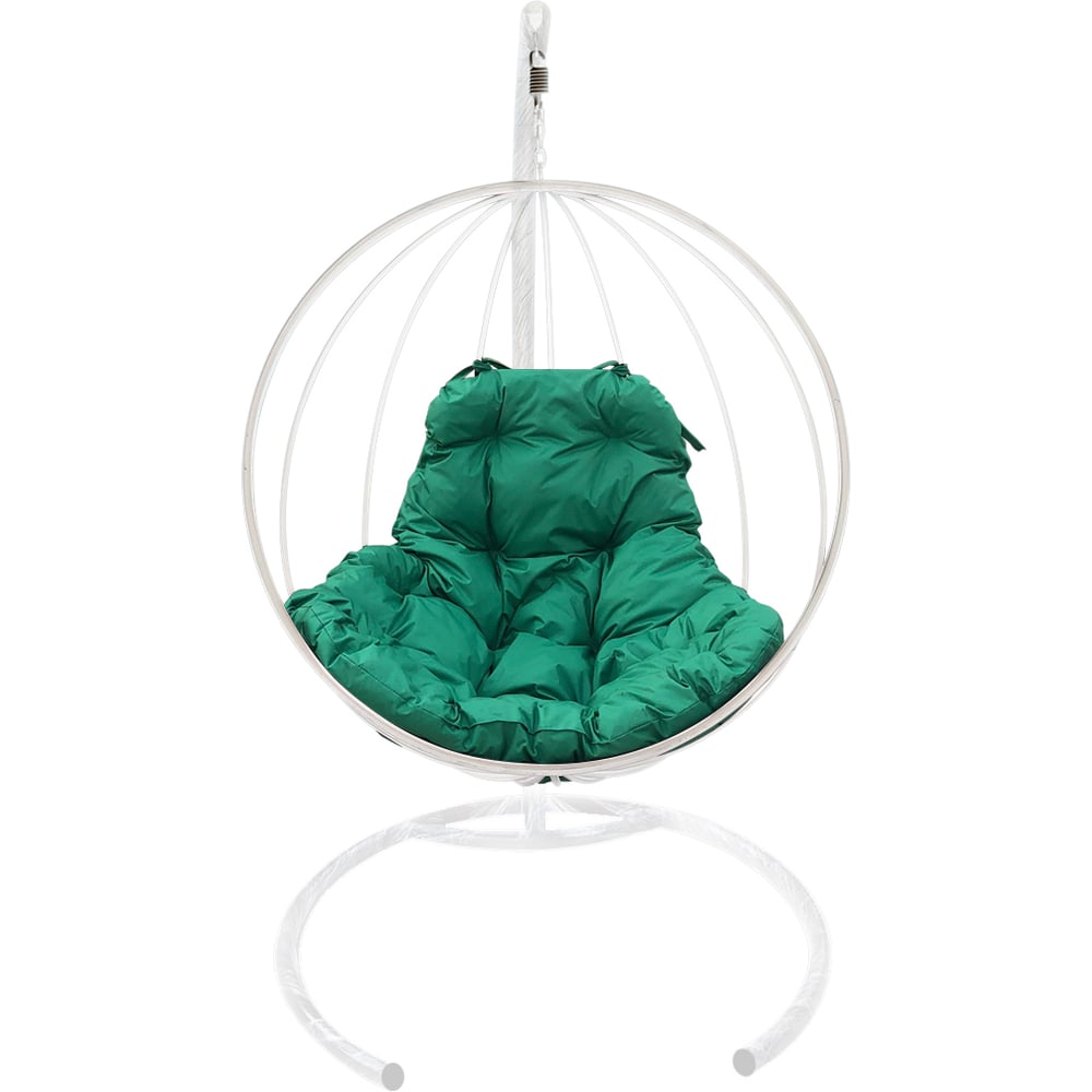 фото Подвесное кресло m-group круг без ротанга, белое, зеленая подушка 7930095241008
