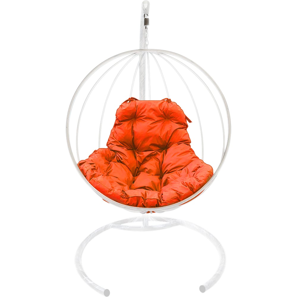 фото Подвесное кресло m-group круг без ротанга, белое, оранжевая подушка 7930095240988
