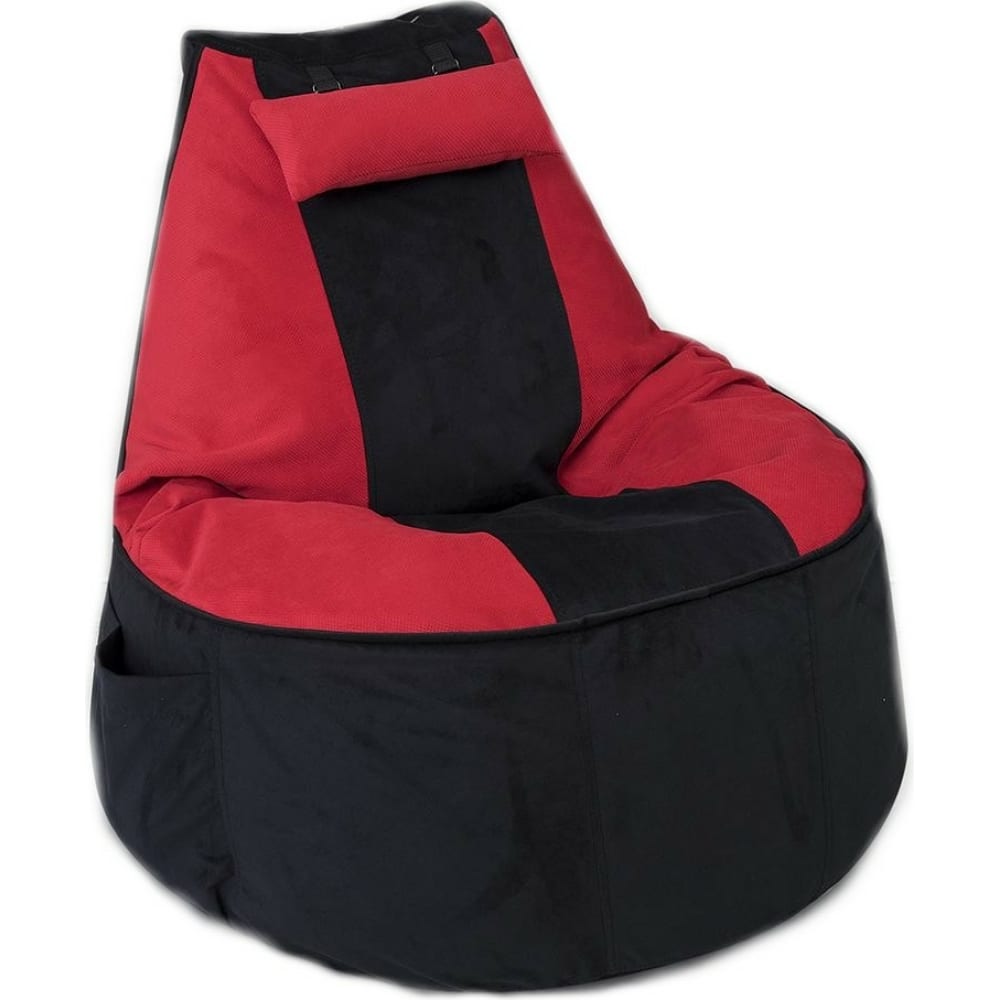 фото Игровое кресло-мешок mypuff геймер, черно-красное, мебельная ткань g_471_568