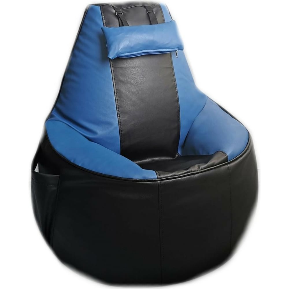 фото Игровое кресло-мешок mypuff геймер, черно-синее, экокожа g_057_061