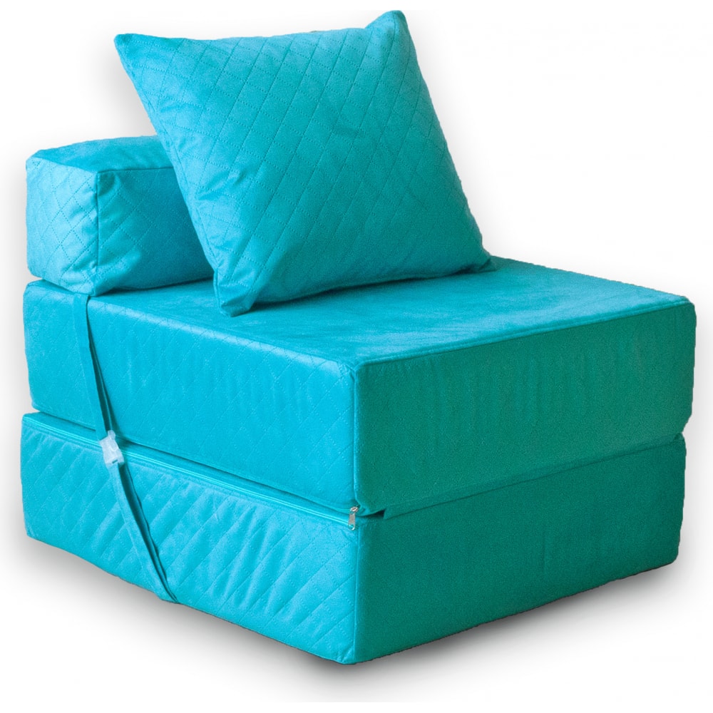 Купить Бескаркасное кресло-кровать mypuff бирюза, мебельный велюр kv_398_433